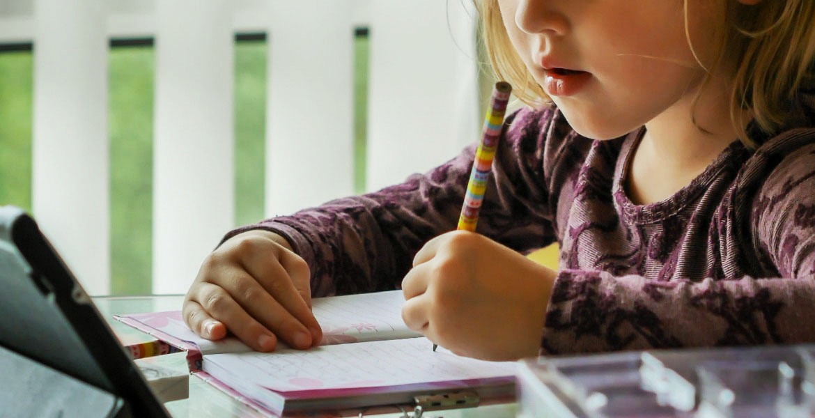 Little girl learning