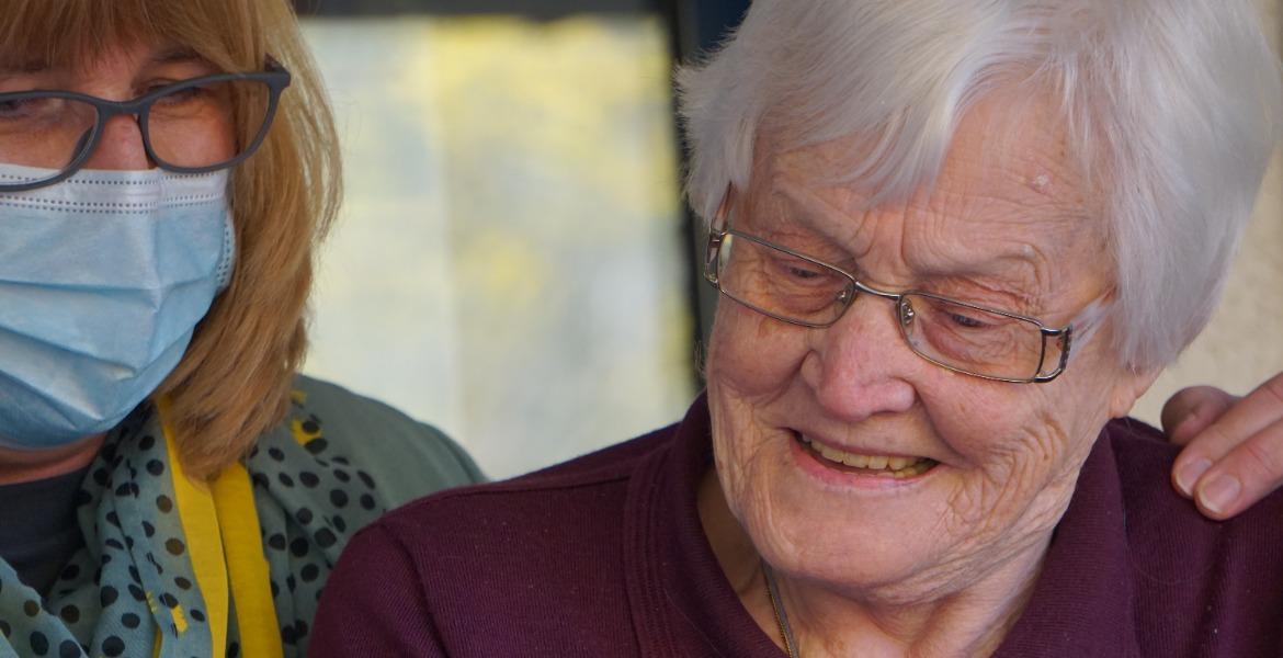 Elderly woman in aged care facility
