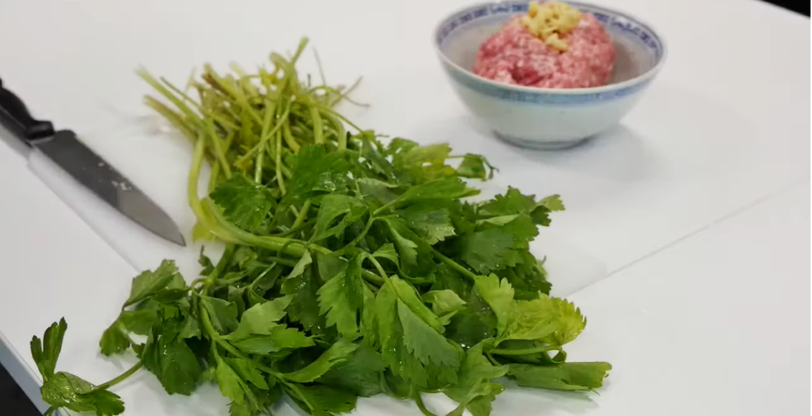 Parsley on chopping board