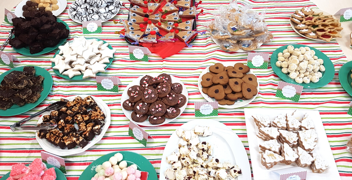 Collection of home made biscuits displayed on plates